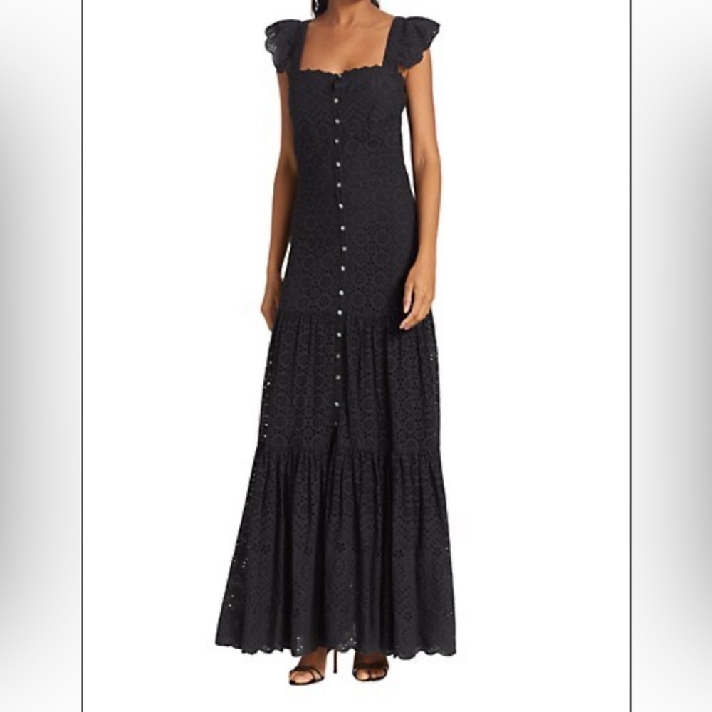Veronica Beard Black Eyelet Maxi Dress - Picture 2 of 6